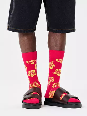 HAPPY SOCKS | Herren Socken HIBISCUS 41-46 dark pink | 
